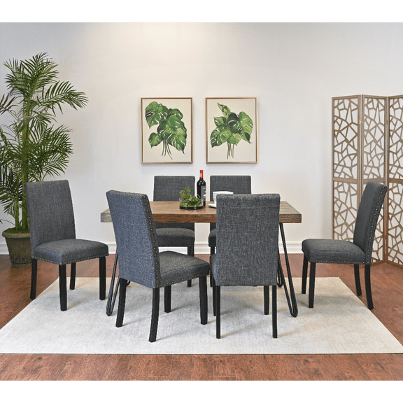 [Dining Sets - Linen & Hairpin Design - Easy Assembly for Apartments - 7-Piece (33W x 60D x 30H)]