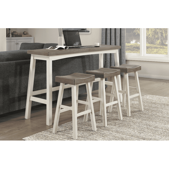 [Dining Sets - Solid Rubberwood, 4-Piece Pub Height Set for Small Spaces, Easy Assembly, White Finish]