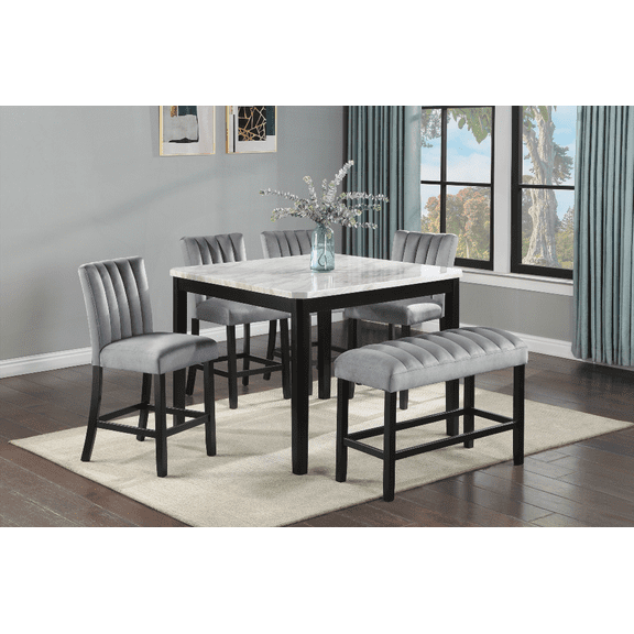 [Dining Sets - Solid Wood & Black Finish - Small Space Friendly - 4-Person Dining - 48" Square Table]