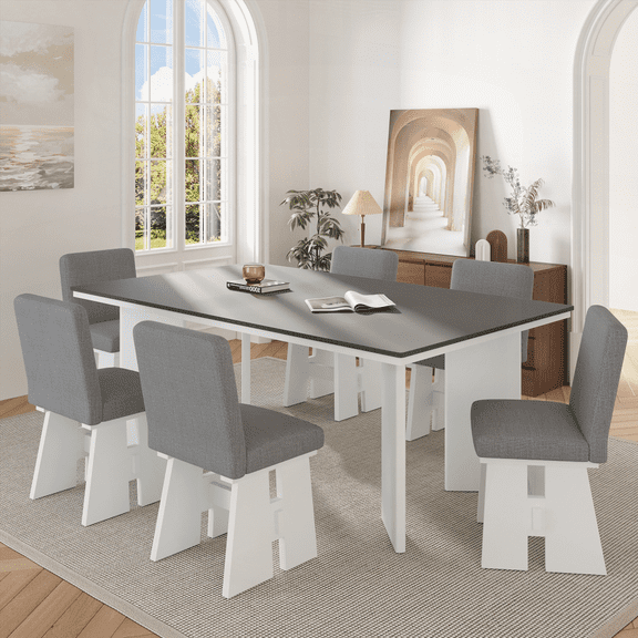 [Dining Sets - Solid Wood & Modern for Small Spaces - 4-Person Set (63.4x36) with Easy Assembly]