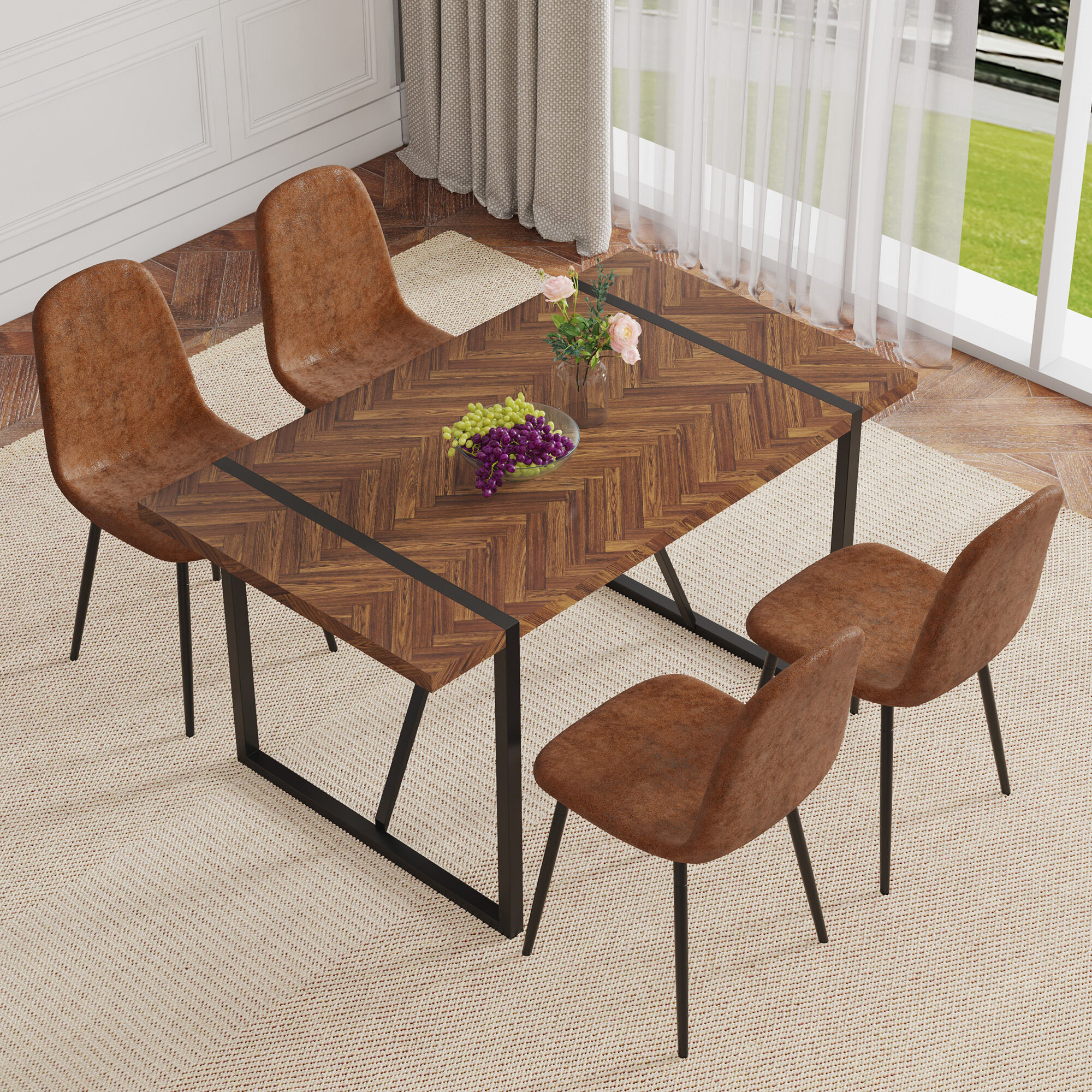 Dining Sets Table and chair set.A retro rectangular dining table with ...