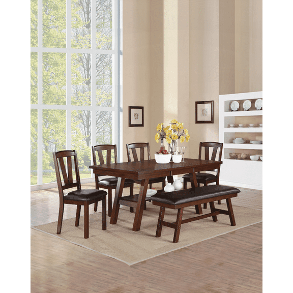 Dining Sets - Walnut Finish, 4-Person, Easy Assembly, Suitable for Apartments