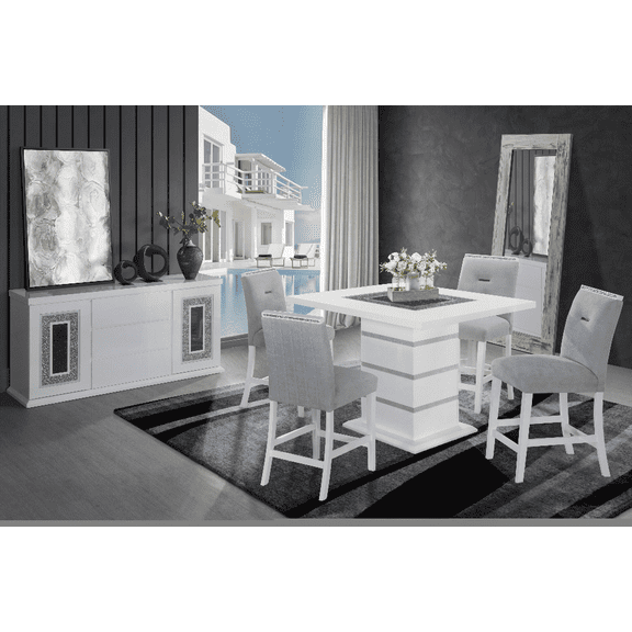 Dining Sets - White MDF & Acrylic for Small Spaces with Easy Assembly