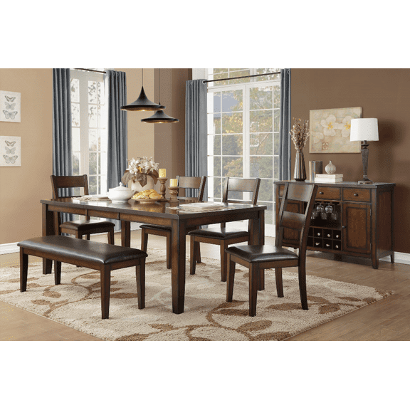 Dining Sets for 4 - Cherry Finish Mango Veneer Small Space Dining Set with Easy Assembly