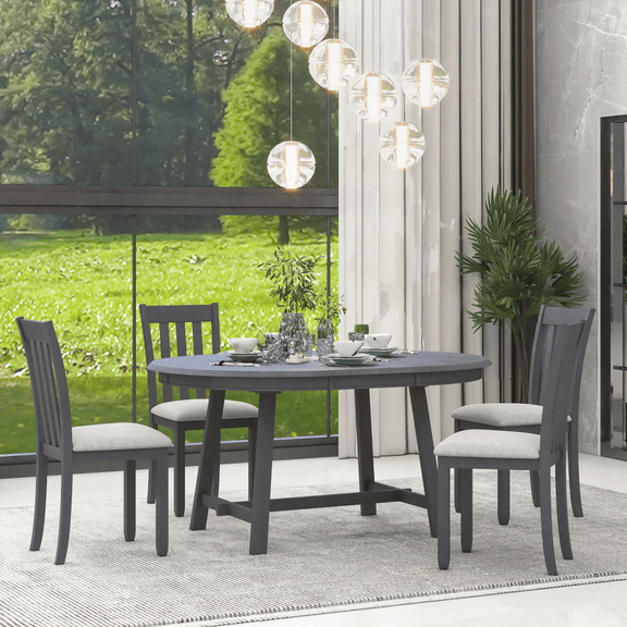[Dining Sets for 4 - Gray Wood Small Space Dining Set with Easy Assembly]