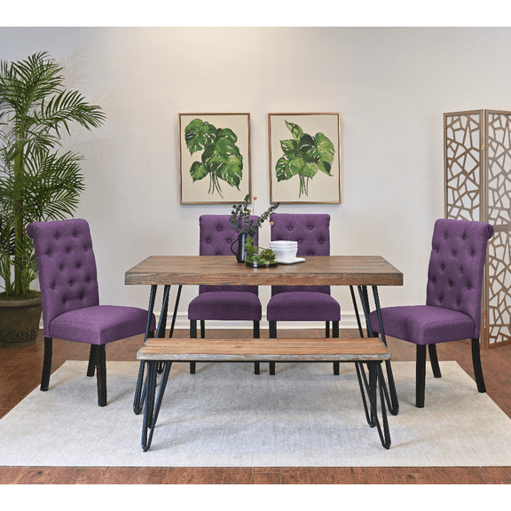 Dining Sets for 4 - Linen Mid-Century Small Space Dining Set with Easy Assembly and Stable Table