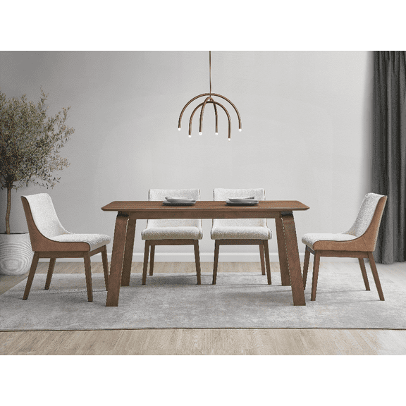 Dining Sets for 4 - Walnut Finish with Side Chairs (Easy Assembly, Small Space)