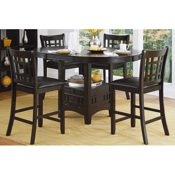 Dining Sets for Small Spaces - Dark Cherry Finish, Easy Assembly, 4pc (Table + 4 Chairs)