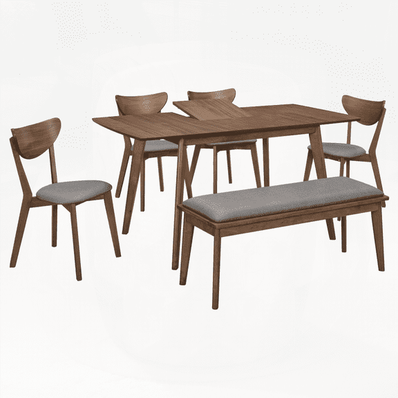 Dining Sets for Small Spaces - Grey and Natural Walnut 6-Piece Set with Easy Assembly