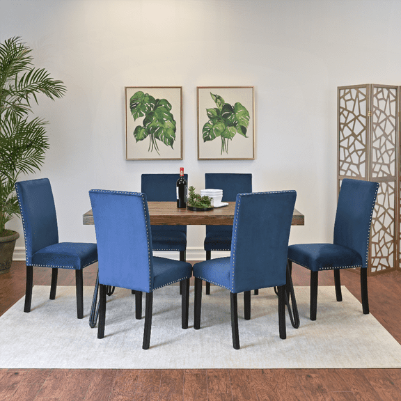 Dining Sets for Small Spaces - Linen Hairpin Dining Table with 6 Chairs (Black, 33Wx60Dx30H)