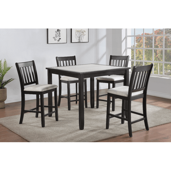 Dining Sets for Small Spaces - Linen Upholstery & Easy Assembly - 4-Person Set (Black)