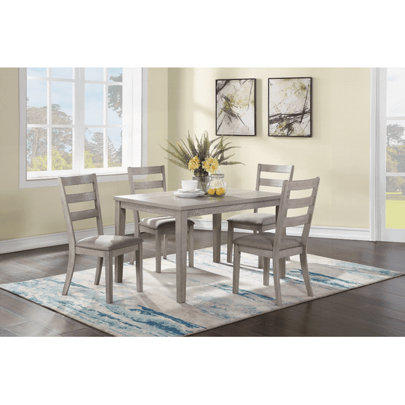 Dining Sets for Small Spaces - Natural Finish 5pc Set with Wooden Top & Cushioned Seats