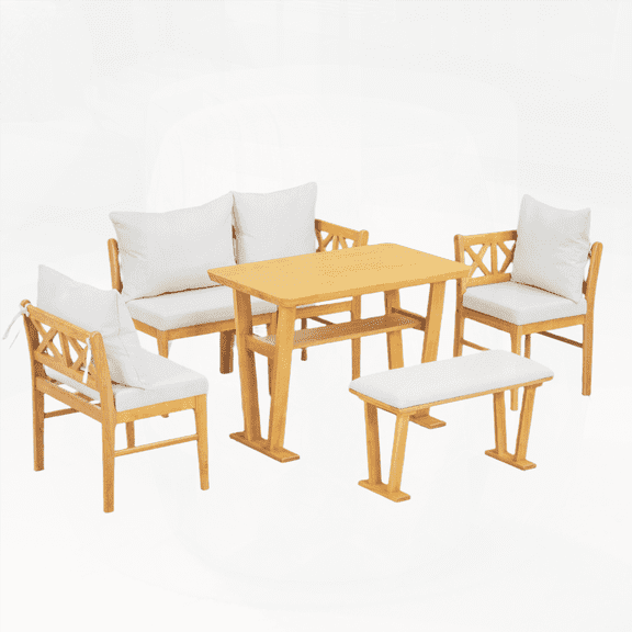 Dining Sets for Small Spaces - Solid Wood Kitchen Nook with Bench and Chairs (6-Piece)
