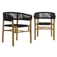 thumbnail image 1 of Dining Side Chair Armchair, Set of 2, Black, Teak Wood, Outdoor Patio Balcony Cafe Bistro Garden Hospitality Restaurant, Modern Contemporary, HB37074, 1 of 11