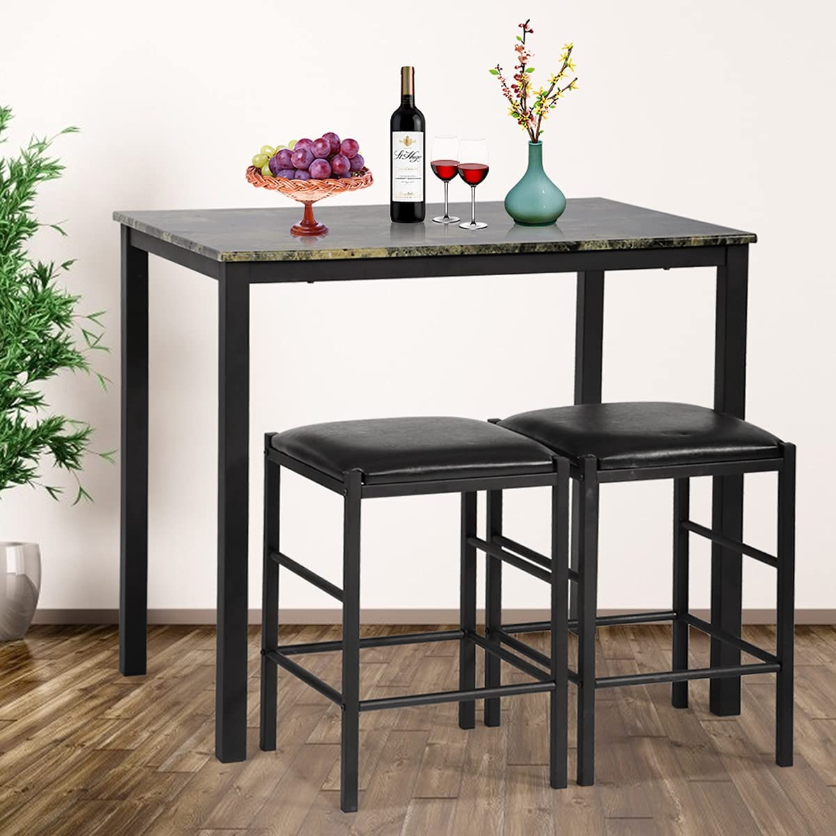 Dining Table for 2, 3 Piece Counter Height Kitchen Table with 2 Chairs ...