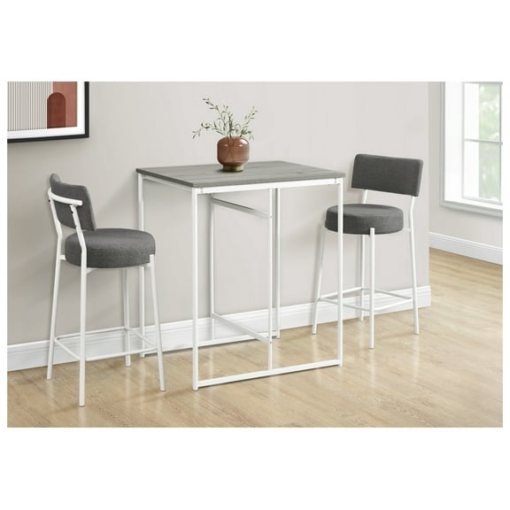 Dining Table, 32" Rectangular, Counter Height, Small, Laminate Top, Kitchen, Grey Laminate, White Metal, Contemporary, Modern
