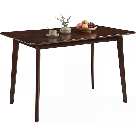 Dining Table for 4, 47" Rectangular Wooden Kitchen Table with Solid Rubber Wood Legs, Mid Century Modern Dinner Table for Dinette, Living Room, Home Office (Walnut)