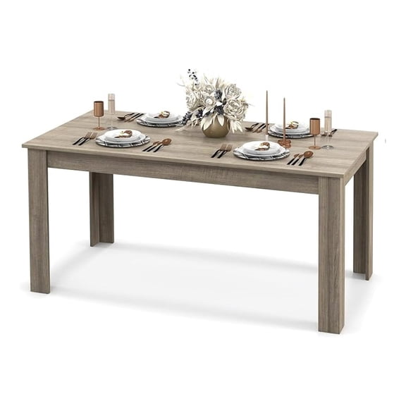 Dining Table for 4-6 People, 63 Modern Kitchen Table with L-Shaped Legs, 330 lbs Weight Capacity, Large Wooden Rectangular Dinner Table for Dining Room, Living Room, Oak