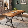 thumbnail image 1 of Dining Table 4-6 Person 70.8 Inch, Farmhouse Kitchen Table with Heavy Duty Metal Legs, Wooden Long Dining Room for Kitchen, Living Room, 1 of 10