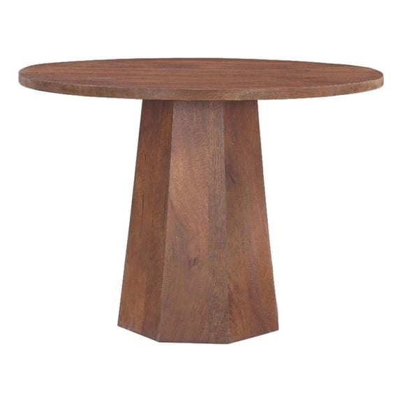 Dining Table-42" Round Top-Handmade Mango Wood-Octagonal Pedestal Base