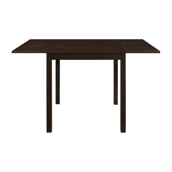 Dining Table, 52-inch Rectangular Drop-Leaf Extension Table, Solid Rubber Wood and Engineered Wood, Cappuccino Finish, Seats 4, Space-Saving Design for Kitchen and Dining Room