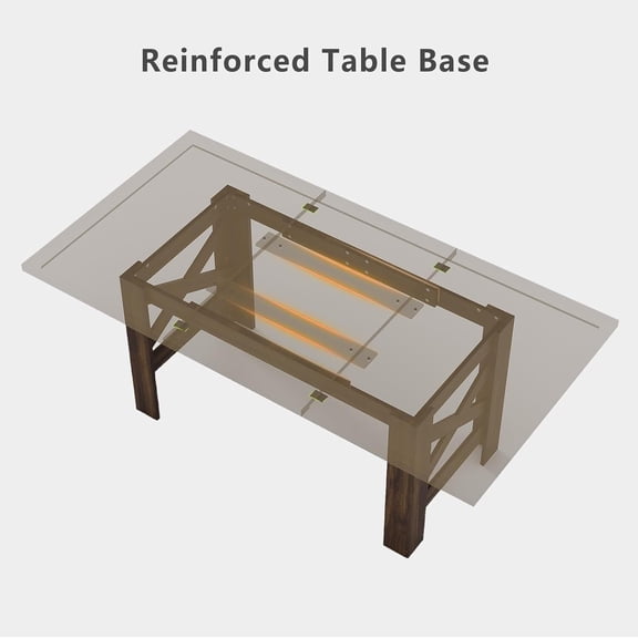 Dining Table for 6 to 8 Long Wooden Kitchen Table with Sturdy Triangular Legs Farmhouse Large Dining Room Table with Thick Frame Extra Thick Base for Dining Apartment Party Walnut