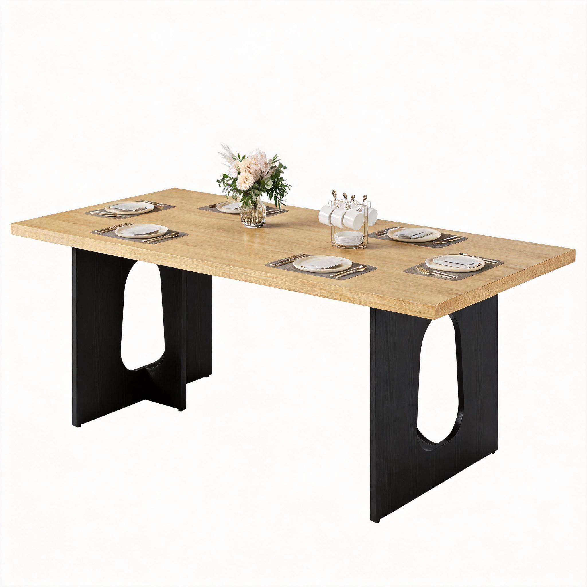 Dining Table for 6-8 People - 71" Modern Long Kitchen Table with Large ...