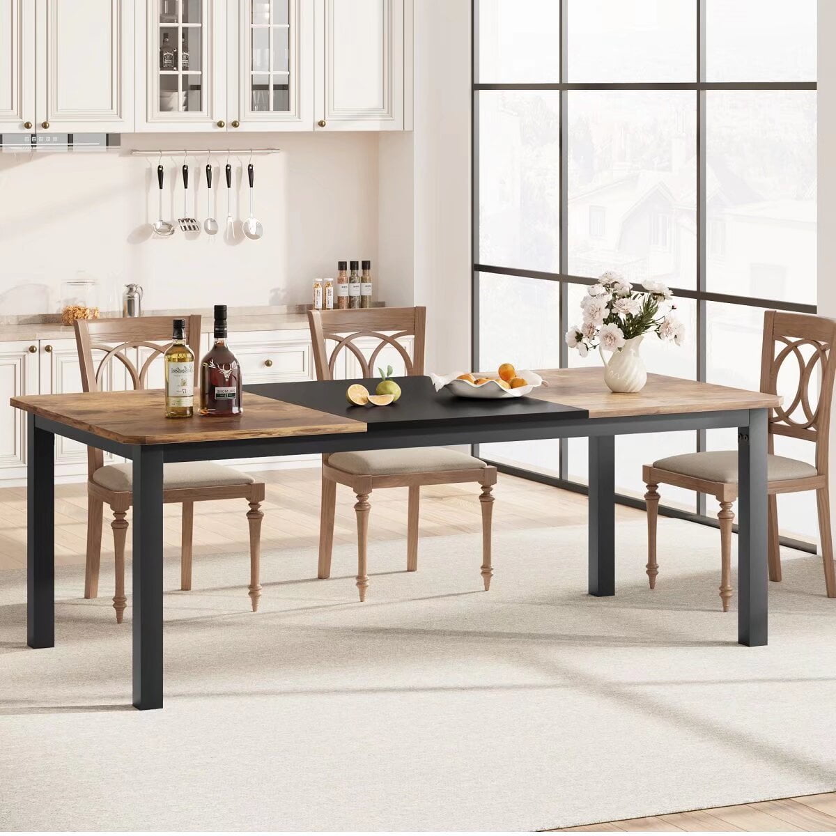 Dining Table for 6-8 People, 78.7 inch Long Rectangular Kitchen Dining ...