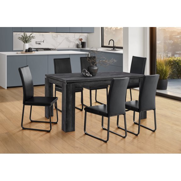 Dining Table, 60" Rectangular, Kitchen, Dining Room, Black Laminate, Contemporary, Modern
