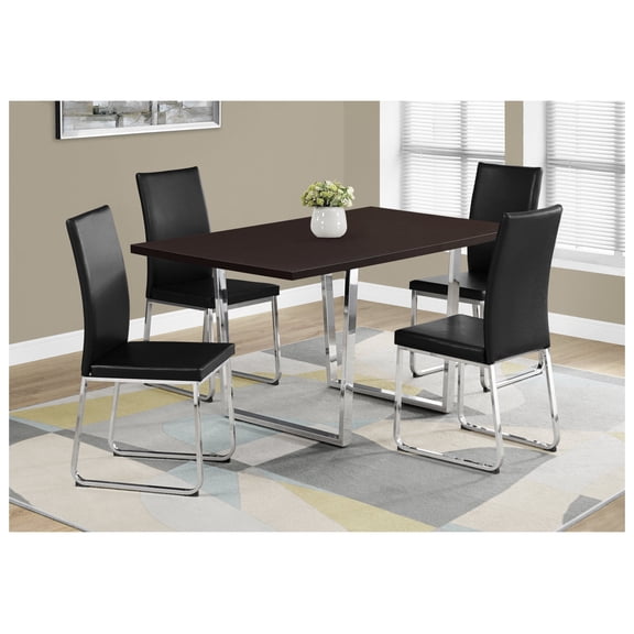 Dining Table, 60" Rectangular, Kitchen, Dining Room, Brown Laminate, Metal, Contemporary, Modern