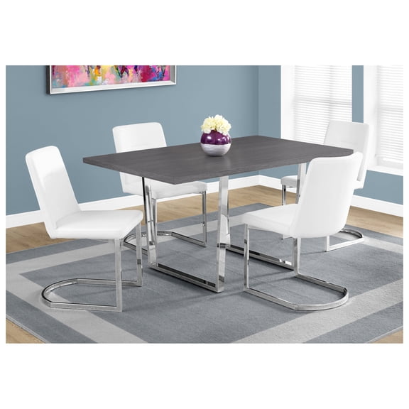 Dining Table, 60" Rectangular, Kitchen, Dining Room, Grey Laminate, Metal, Contemporary, Modern