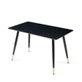 thumbnail image 1 of Rectangular Table, Modern Writing Desk Dining Table with Metal Legs and Wide Tabletop Surface, Black Finish Table with Feet Pads for Kitchen Dining Room Living Room, Black, 1 of 4