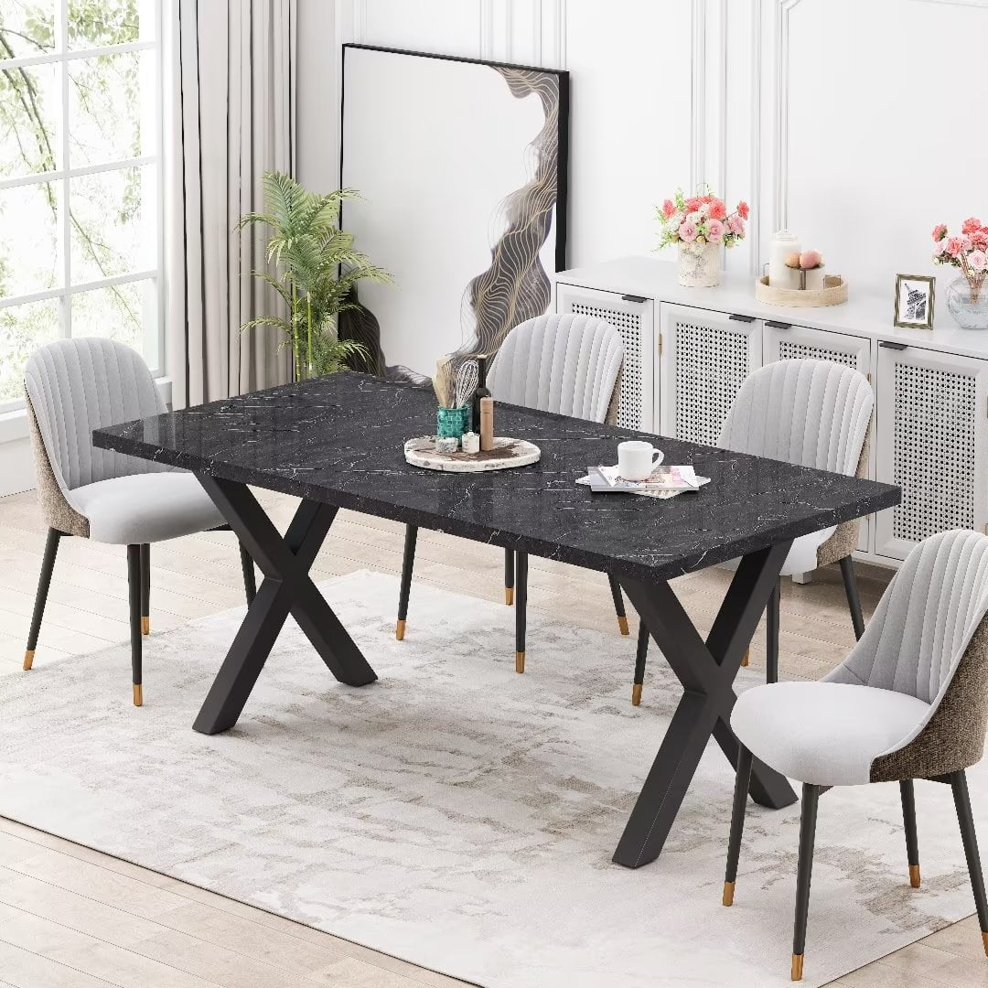 Dining Table, 70.87"Modern Square Dining Room Table, Kitchen Table with ...