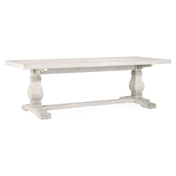 Dining Table, 94-Inch Solid Pine Wood Construction, Hand-Finished Distressed Antique White Finish, Rustic Farmhouse Style Seating for 8, Transitional Dining Room Furniture Piece