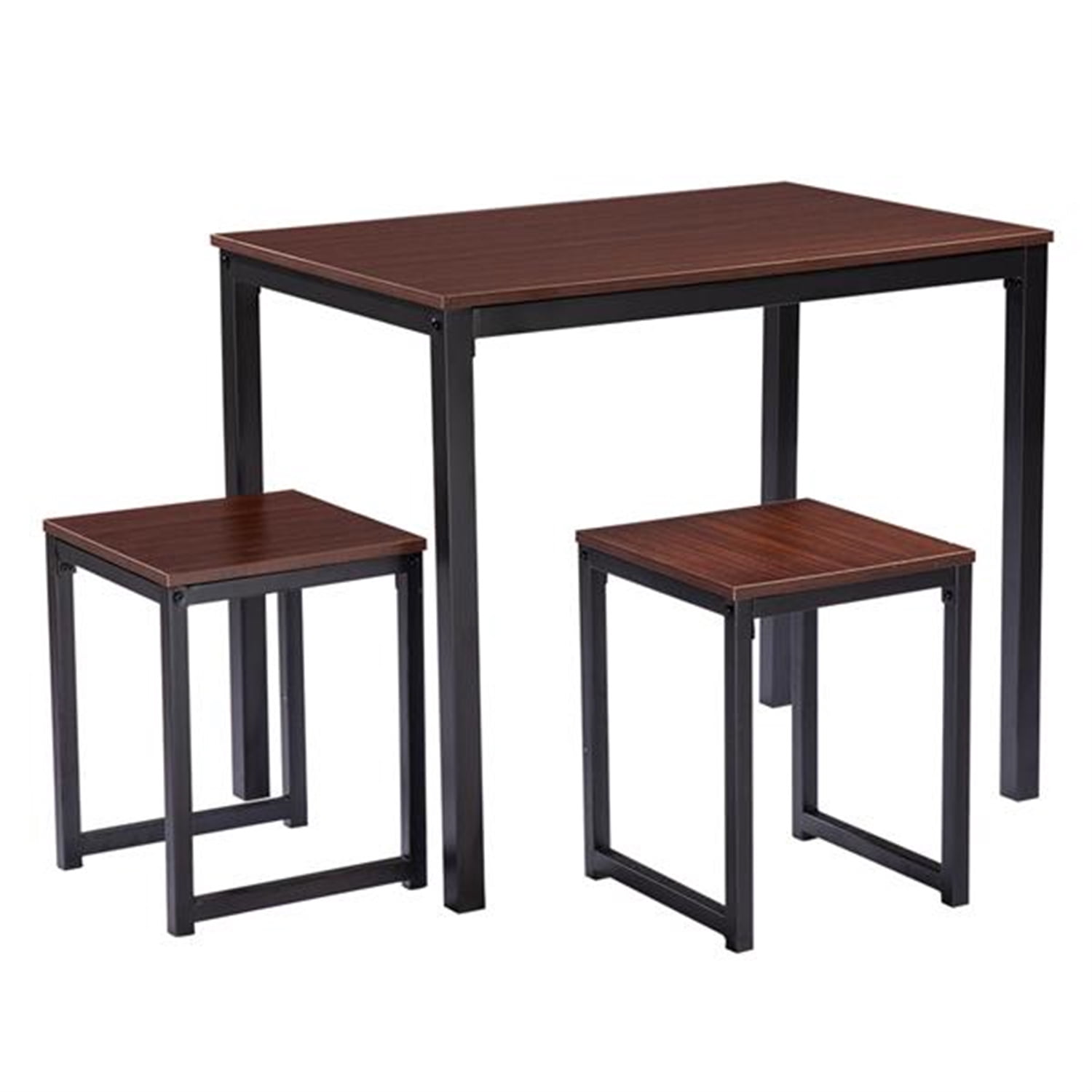 Dining Table And Chair 3 Pieces Set Simple Wood Grain Light Walnut ...