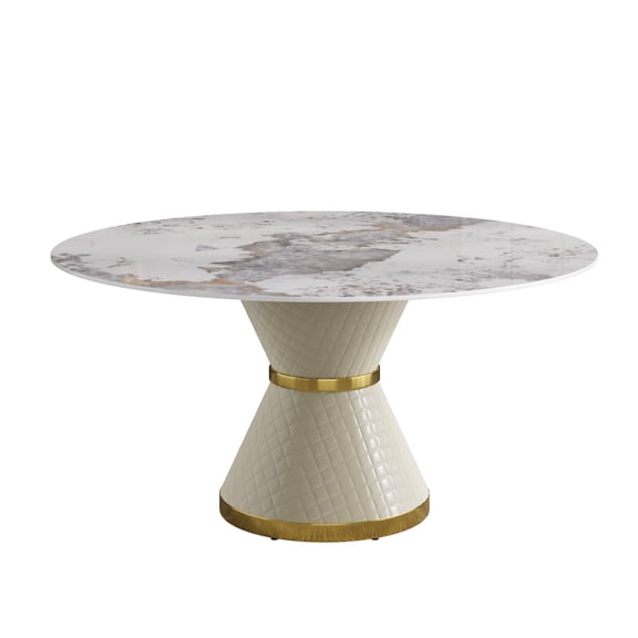 Dining Table Base, Round White Carbon Steel Table Legs for Sintered Stone Tops, Heavy Duty Hollowed-Out Medieval Style Support for 6 Person Large Dining Room Tables, Stable Stand