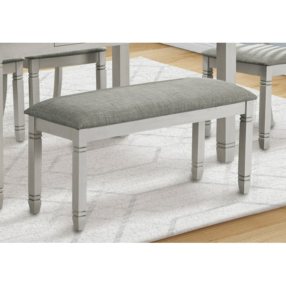 Dining Table Benches Bench, 41" Rectangular, Kitchen, Dining Room, Entryway, Bedroom, Upholstered, Wood, Grey Solid Wood, Grey Fabric, Transitional,Furniture Dining Table Benches