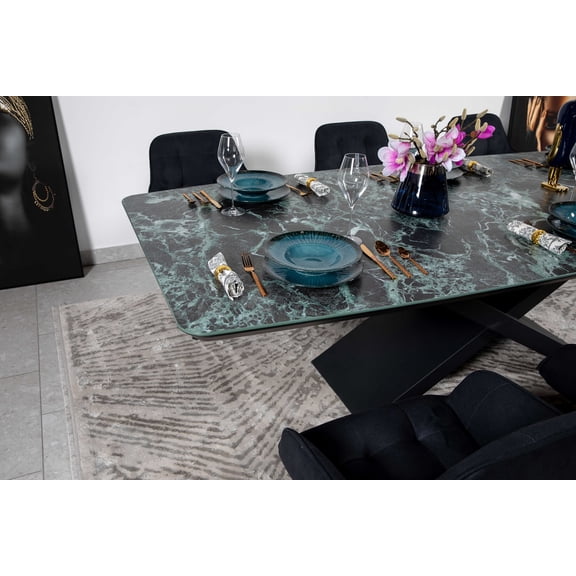 Dining Table COMO 102x47x29 Laminam Verde Alpi Lucidato