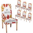 thumbnail image 1 of Dining Table Chair Covers Happy Thanksgiving Day Dining Table Chair Covers Set of 6 Spandex Stretch Dining Chair Cover Removable Washable Chair Protector for Kitchen,Wedding,Hotels, 1 of 6