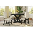 thumbnail image 1 of Dining Table & Chair Set of 5, Retro Style Dining Room Set with Extendable Table and 4 Upholstered Chairs, Rubber Wood Round Table Set for Dining Room and Living Room, Espresso, 1 of 7
