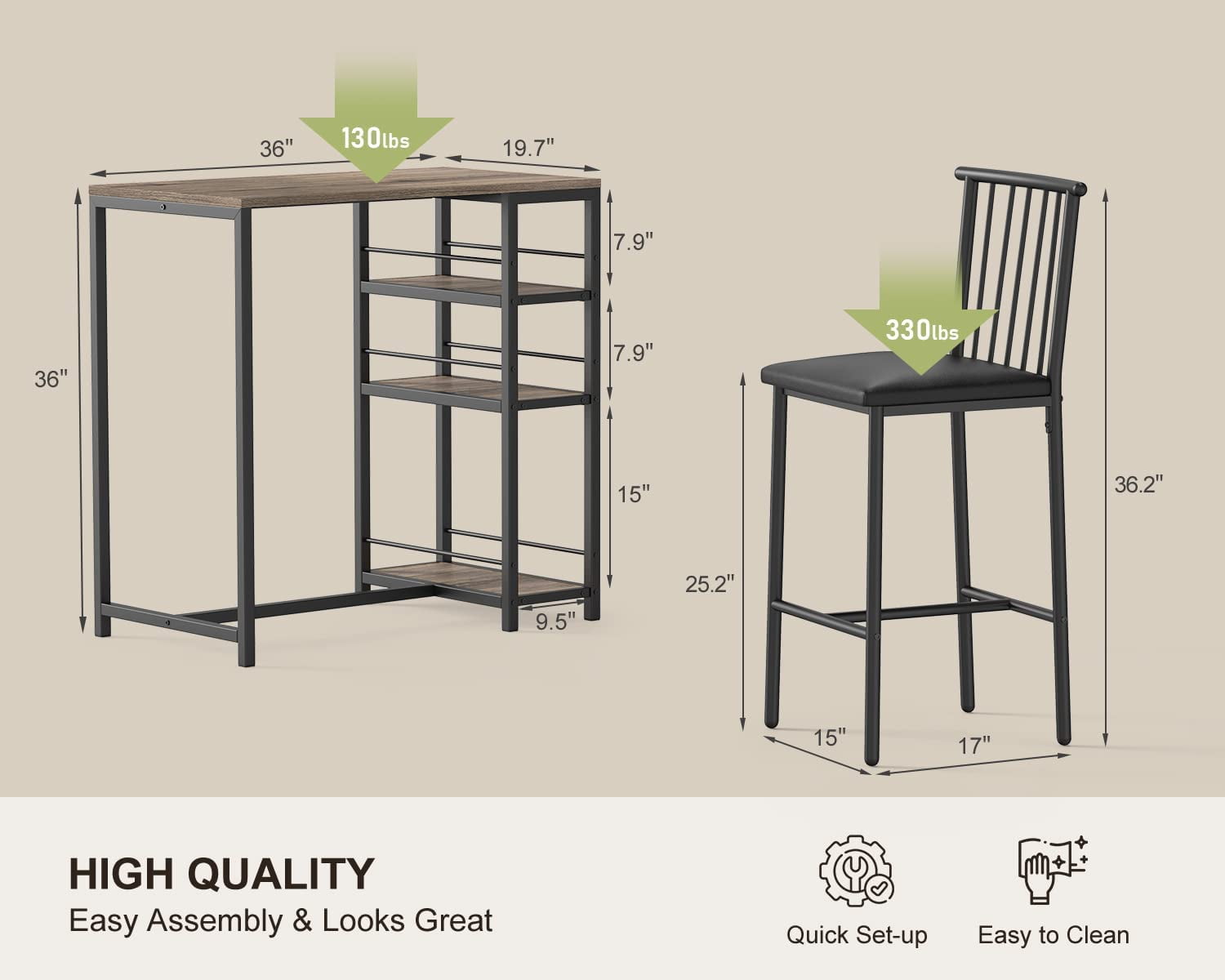 Dining Table and Chairs High Table and Chair set Storage Dining Table and Chair Kitchen Table