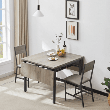 Dining Table with Drop Leaves, Space-Saving Table for Kitchen, Living Room, 330 lbs Capacity, 1.2" Thick Top & Adjustable Feet, 63.2'' L x 35.5'' W x 30.5'' H.