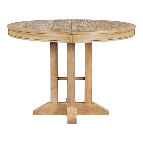 Dining Table - Extendable Feature For Various Occasions Natural Look With Function, Wood Wash, & Solid Wood, 42'' 56'' Adjustable Oval Tabletop, 300 Lbs