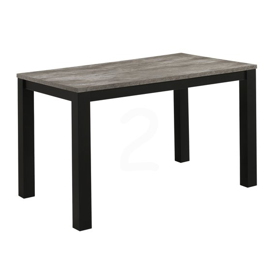 Dining Table Faux Concrete Top Rectangular Single Piece Black and Charcoal Finish for Dining Rooms