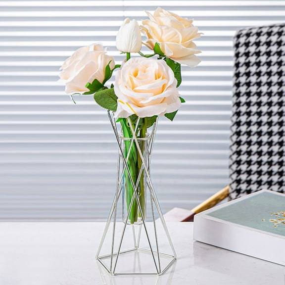 Dining Table Flower Arrangement Ornaments, Metal Desk Centerpiece for Home Setting Christmas Decor, Family Gathering Hostess Gift, Living Room Tabletop Placement Floral Display Ornament Akmoler