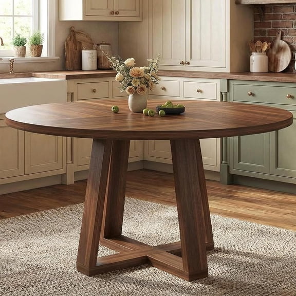 Dining Table, Kitchen Table, Round Dining Room Table for Kitchen, 47" Round Table for Dining Room, Brown(Table Only)