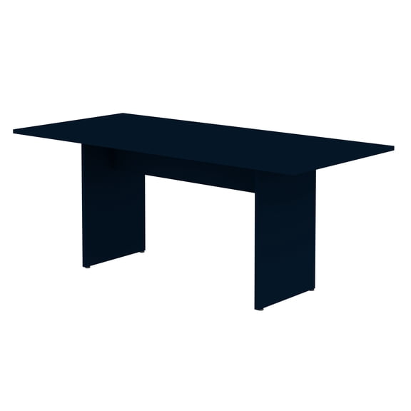 Dining Table, MDF Wood with Protouch Grain Finish, 67.91" L x 32.48" D x 29.92" H, Midnight Blue, Rustic H-Base Design for 6 Persons, Modern Dining Room Furniture with Adjustable Feet