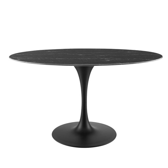 Dining Table, Oval, Artificial Marble, Metal Steel, Black, Modern Contemporary Urban Design, Kitchen Room Cafe Bistro Restaurant Hospitality