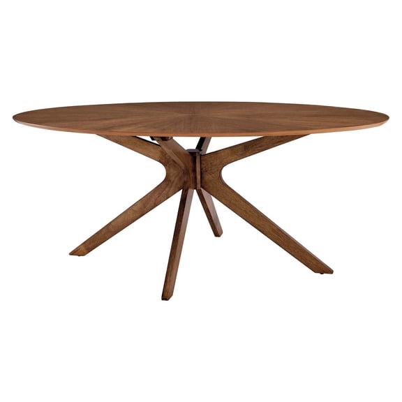 Dining Table, Oval, Wood, Brown Walnut, Modern Contemporary Urban Design, Kitchen Room Cafe Bistro Restaurant Hospitality