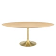 thumbnail image 1 of Dining Table, Oval, Wood, Gold Brown Natural, Modern Contemporary Urban Design, Kitchen Room Cafe Bistro Restaurant Hospitality, 1 of 6